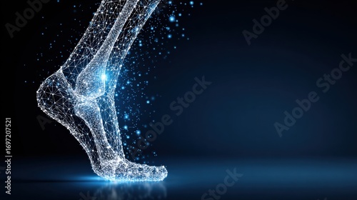 Futuristic Digital Representation of Human Foot Anatomy with Sparks