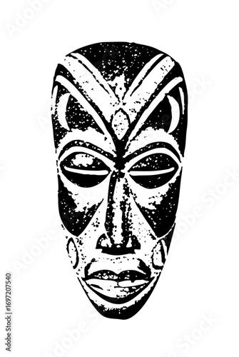 Vector Intricate African mask with geometric .