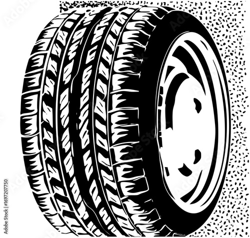 Vector Detailed vector of a tire and wheel.