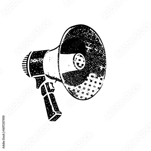 Vector Vintage megaphone with textured detailing.