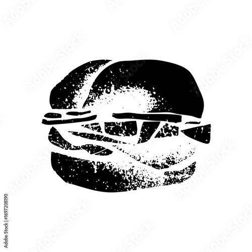 Vector Bold monochrome of a stacked burger with visible fillings.