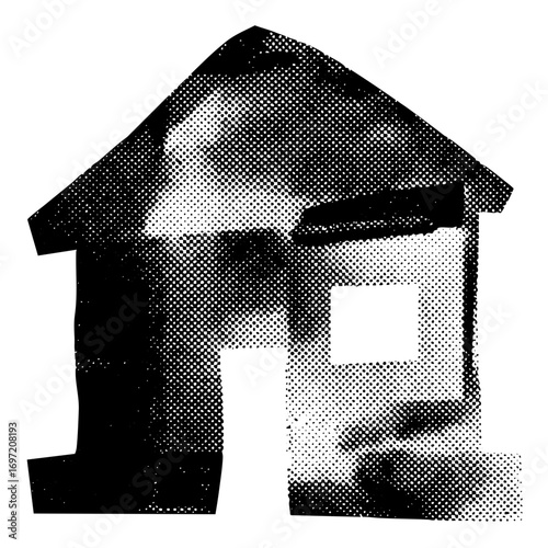 Vector Geometric house with halftone .