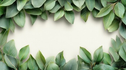 Eucalyptus leaves border with a clean white background creating a natural frame perfect for designs
