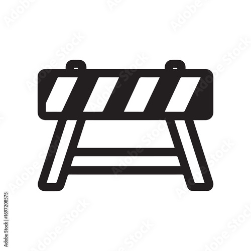 Black And White Depicting A Roadblock Barrier With Diagonal Stripes