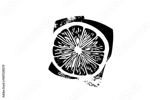 Vector Detailed citrus slice with radial segments.