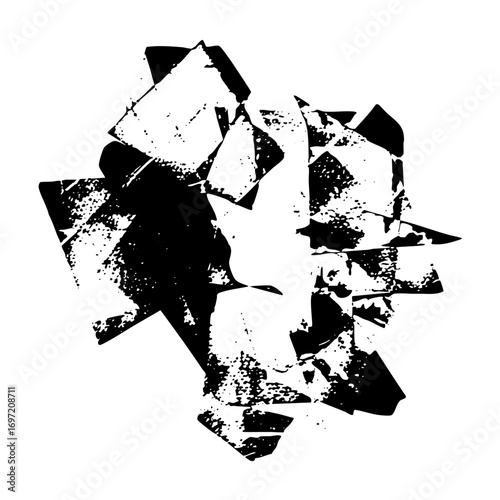 Vector Abstract fragmented portrait of a human face in black and white.
