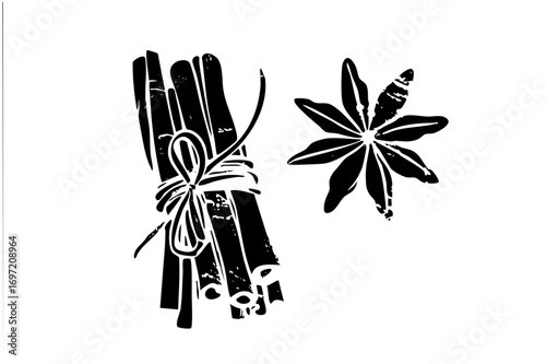 Vector Spice Bundle with Cinnamon Sticks and Star Anise