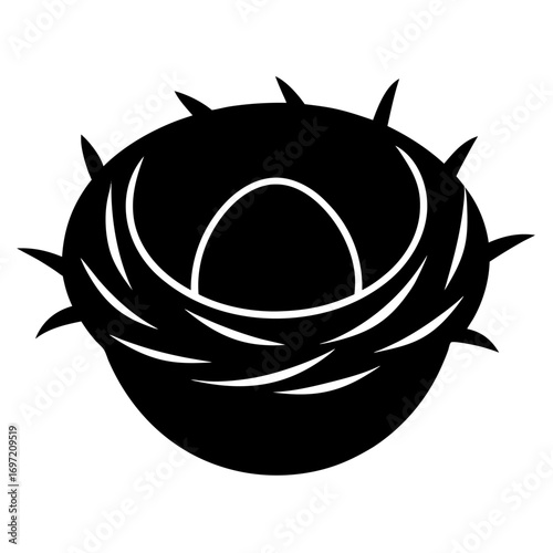 Bird nest  black nest vector on white background.