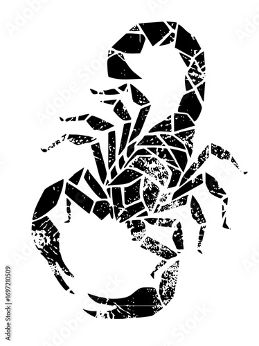 Vector Geometric scorpion with distressed texture.
