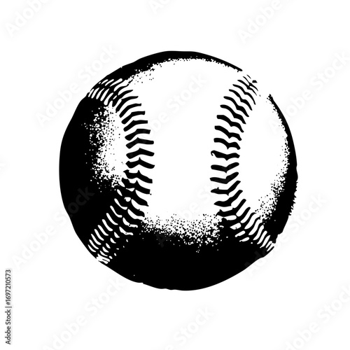 Vector Detailed monochrome baseball with prominent stitching.