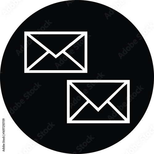 Two white envelopes on a black background, representing communication and mail.