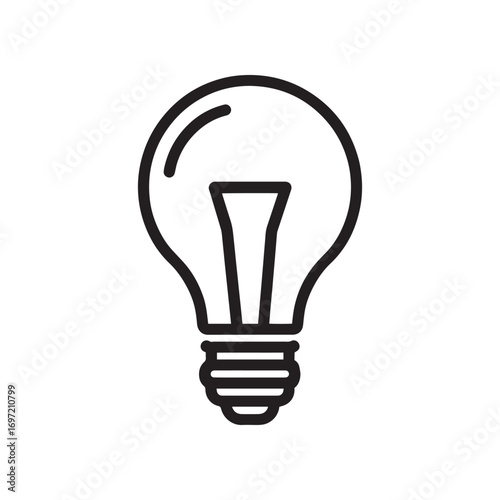 Simple light bulb icon on white background. Idea symbol
