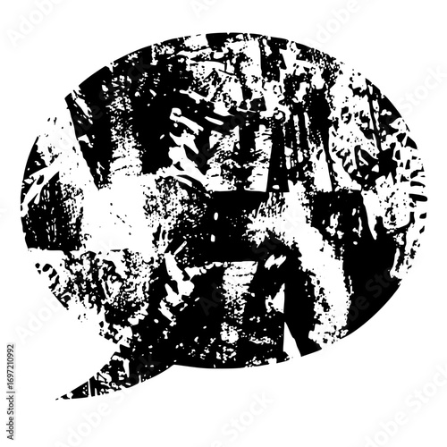 Vector Distressed speech bubble with textured fill.