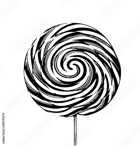 Vector Spiral striped lollipop with a stick.