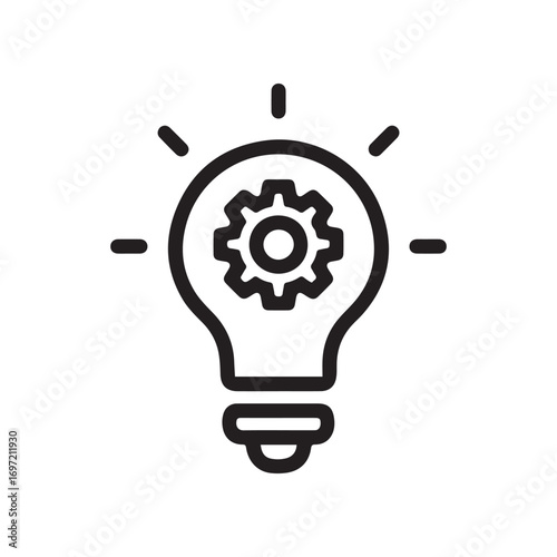 Lightbulb with Cog Icon Representing Ideas and Mechanical Solutions Concept