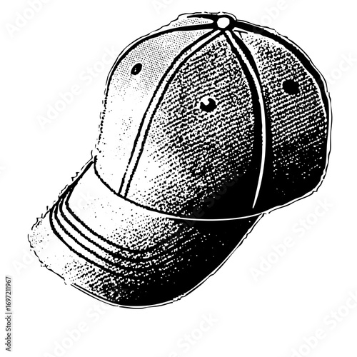 Vector Detailed of a classic baseball cap with textured shading.