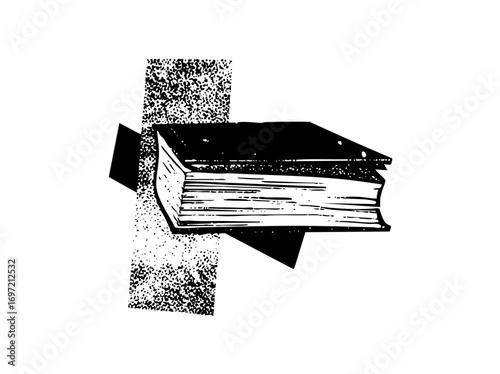 Vector Book emerging from a cross-shaped opening .