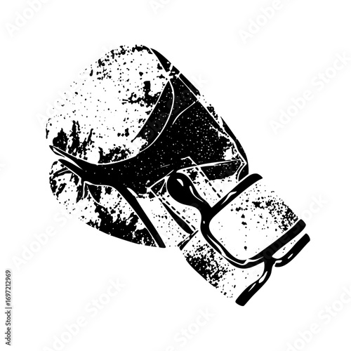 Vector Distressed boxing glove with a gritty texture.
