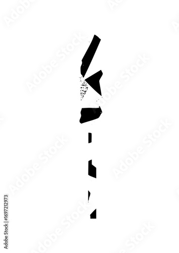 Vector Abstract black vector shapes cascade down a white space.