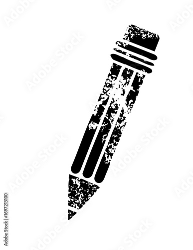Vector Distressed black pencil with eraser