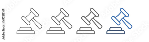 
outline icon set trials with hammer and coaster design