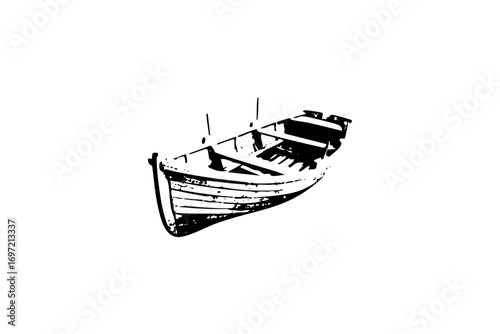 Vector Detailed vector of a classic rowboat.
