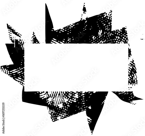 Vector Abstract jagged frame with textured edges creates a dynamic border.