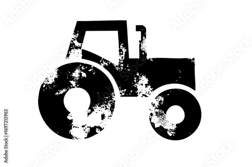 Vector Black silhouette of a tractor formed within the number five.