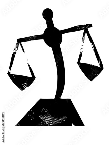 Vector Black scales of justice represents legal balance.