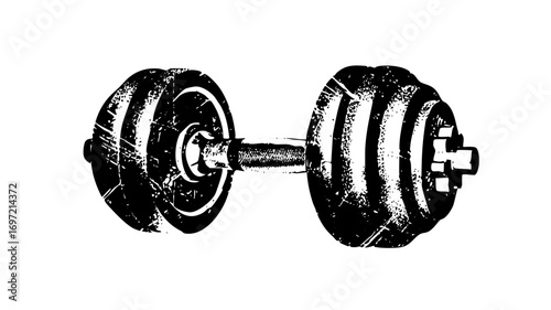 Vector Black dumbbell with textured details.