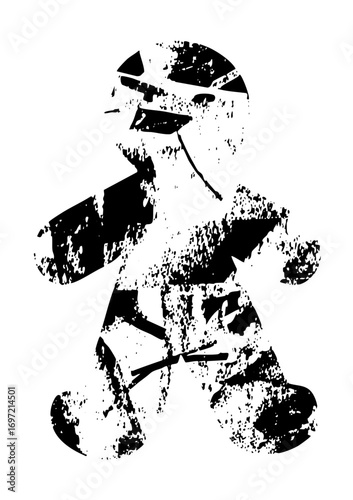 Vector Distressed astronaut figure with jetpack and helmet .