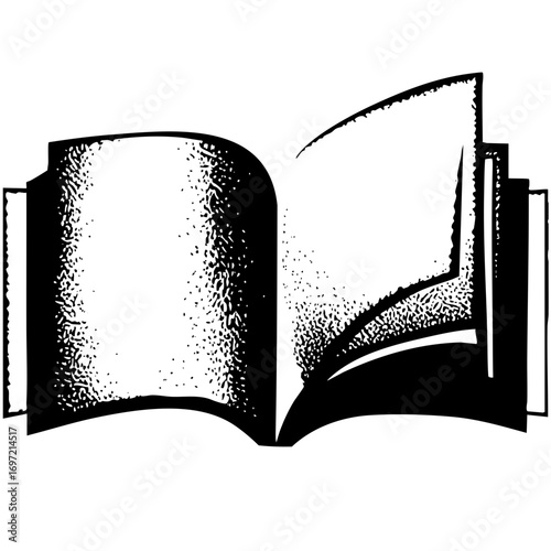 Vector Open book with textured pages and decorative cover.