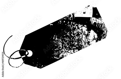 Vector Distressed black tag with string
