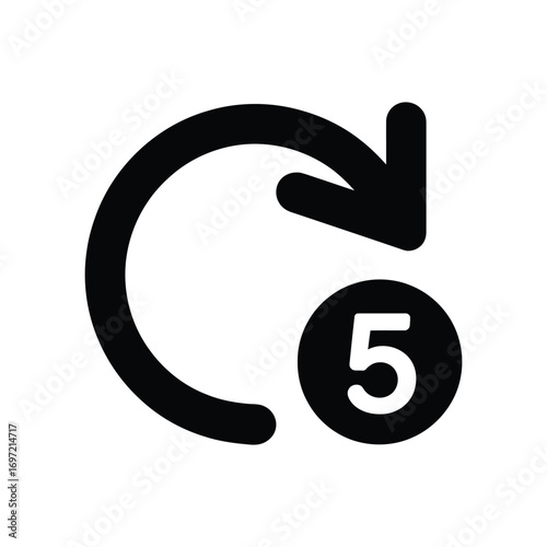 Circular arrow icon with number 5 inside a circle