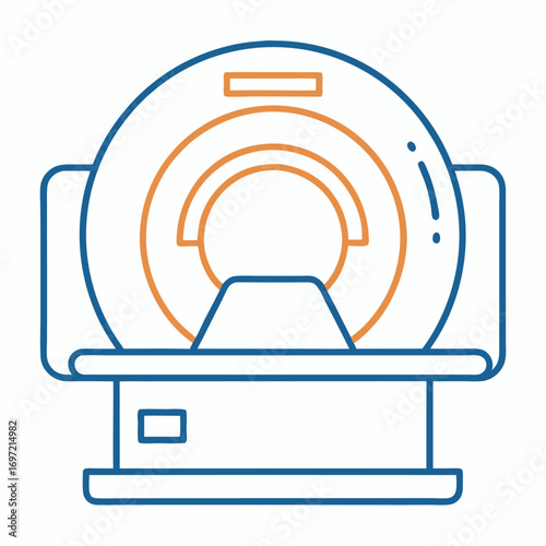 MRI scanner colorful icon on white background.