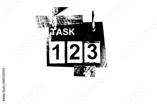 Vector Black and white vector of a task list with numbered boxes.