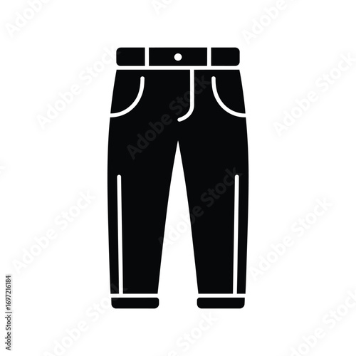 Black silhouette icon of casual pants with pockets