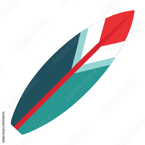 Colorful surfboard pointed tip vector on white background.