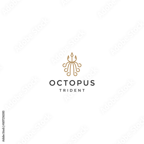 Octopus trident logo vector design template