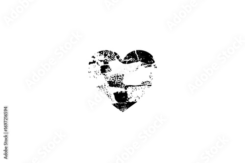 Vector Distressed heart shape with fragmented texture.