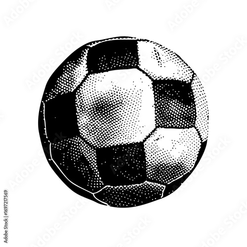 Vector Classic soccer ball with halftone texture.