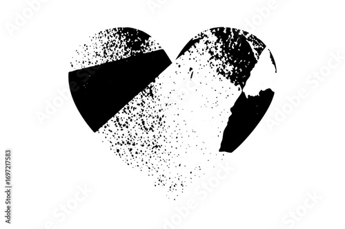 Vector Fragmented heart depicts brokenness and separation.