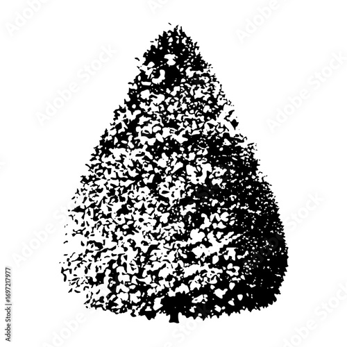 Vector Abstract conical shape composed of scattered particles.