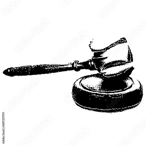 Vector Detailed of a gavel and sound block representing justice and law.