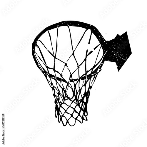 Vector Detailed black vector of a basketball hoop and net.