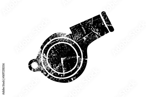 Vector Distressed monochrome of a sports whistle.