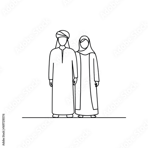 Couple in traditional middle eastern attire standing together