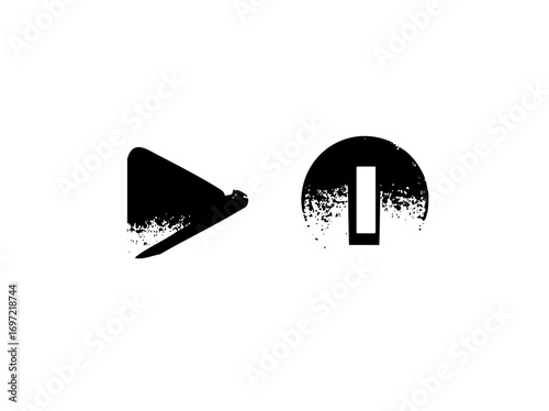 Vector Minimalist play and pause with distressed texture.