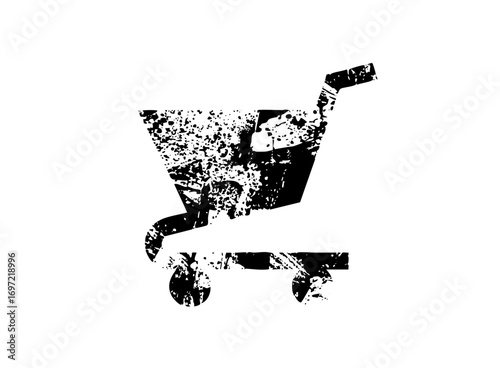 Vector Distressed shopping cart represents retail and consumerism.