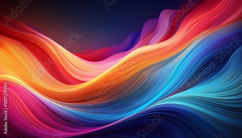 abstract colorful flowing waves with smooth gradient lines and vibrant glow
